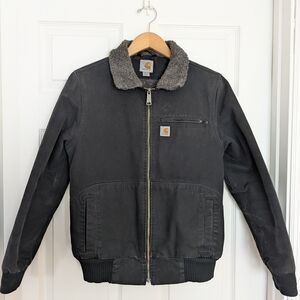 Wmns S Carhartt Black Jacket with Sherpa Collar